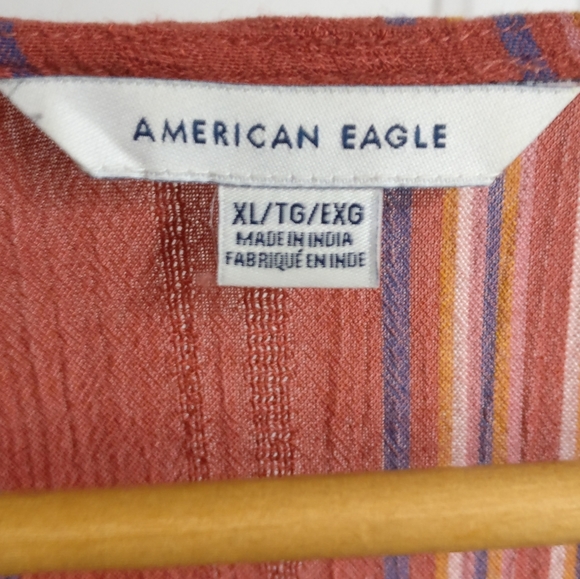 American Eagle XL rust-coloured striped blouse - Picture 5 of 5